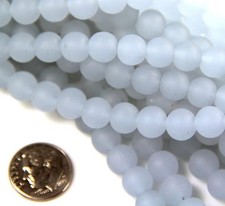 Round Beads, 8mm, Periwinkle w/Frosted, Matte, Sea glass Finish, 26 Pieces