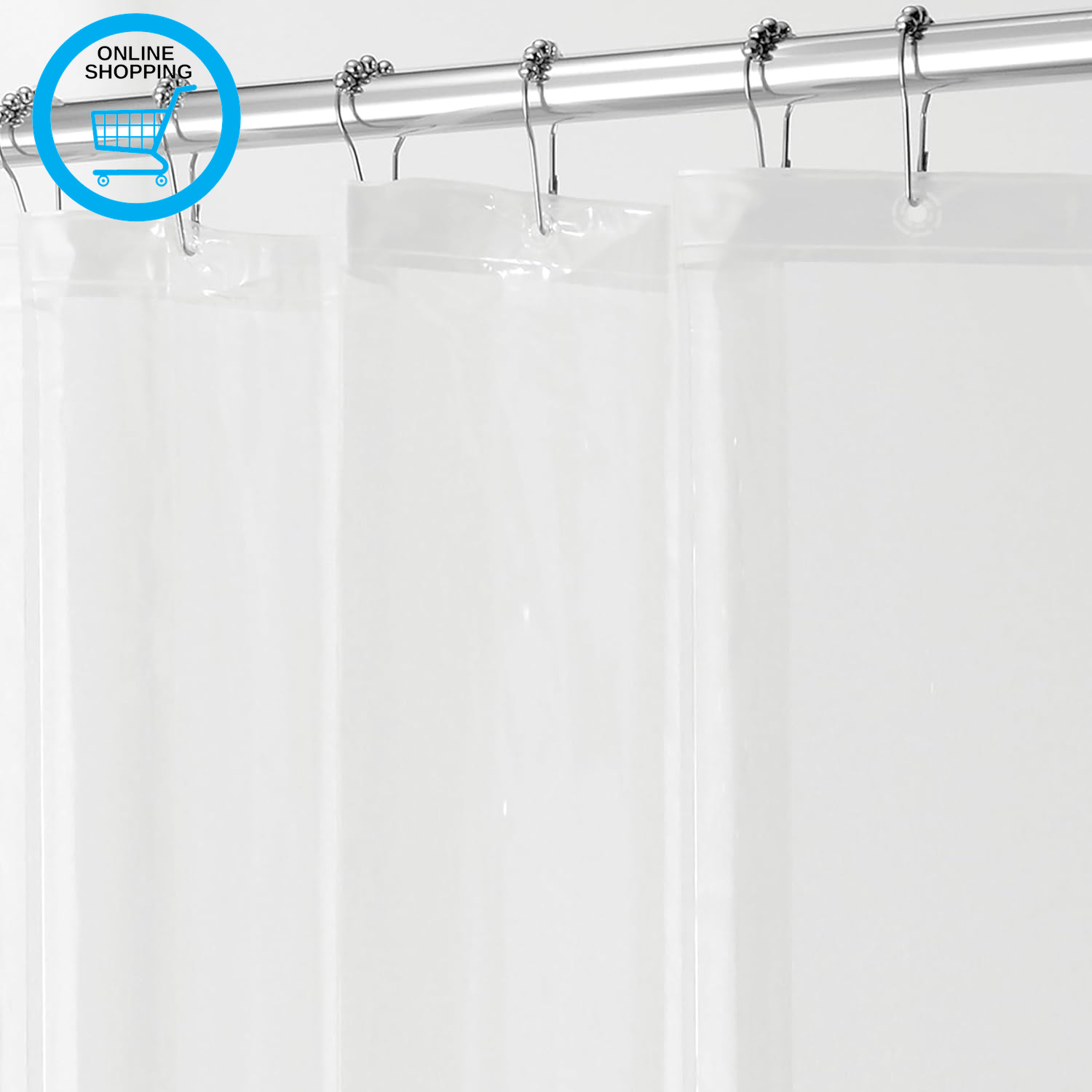 Idesign Waterproof Shower Curtain, Long Shower Curtain Made of Mould-Free PEVA,
