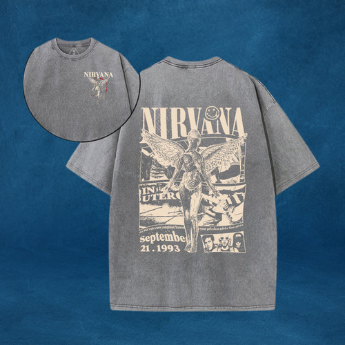Nirvana In Utero Tour 1993 Shirt Band Graphic Tee Grunge Vintage Rock Shirt
