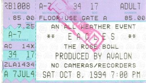 Vintage The Eagles Ticket Stub The Rose Bowl Pasadena California Oct 8, 1994