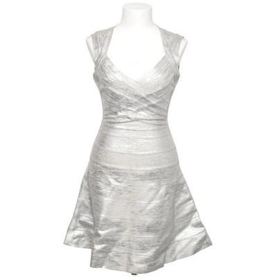 Herve Leger, Neckholderkleid, Größe: M, Silber, Elasthan/Polyamid/Viskose #iZE