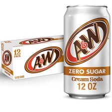 A&W Cream Soda Zero Sugar, 12 fl oz cans, 12 pack 12 Fl Oz (Pack of 12)