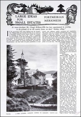 PORTMEIRION, MERIONETH : AS OWNER-DEVELOPER MR. CLOUGH WILLIAMS-ELLIS HAS HERE E