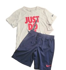 NWT Little Boys White/Red/Blue Authentic Nike 2 Pc. Dri-Fit Short Set Size 7