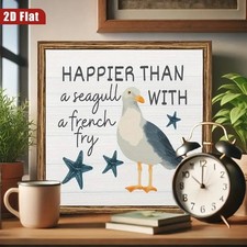Seagull Starfish Coastal Nautical Wooden Sign Farmhouse Beach Theme Decor Gift