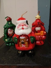 Lot Of 3 Assorted Vintage Chrismas Candles