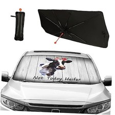 CHILL TEK Funny Animals Car Windshield Sun Shade Umbrella, Heifer Cow white 1
