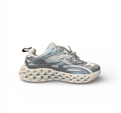 Herren Gucci Cub3D Sneaker Silber Weiß Größe 8 UK Gucci Turnschuhe 3D NEU