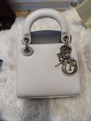 Lady Dior Mini White  Bag lizard