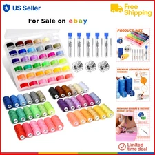 Sewing Thread Set Polyester Assorted Colors 400 Yards Sewing Needles Bobbins
