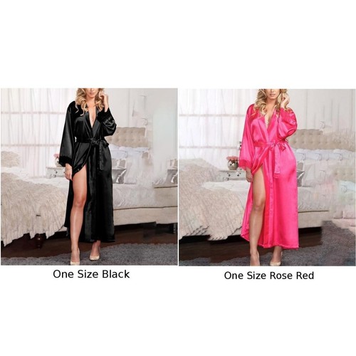 Fashion Robe Maxi Nightgown Nightwear Sleepwear V neck Casual Lace Women - Picture 8 of 13