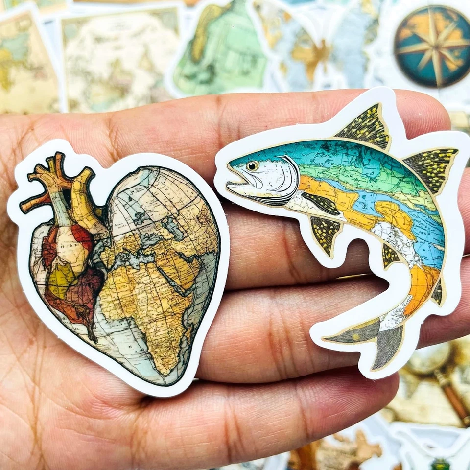 50 винтажных наклеек на карты мира YOKSAS — ретро дорожный глобус  - Изображение 3 из 4