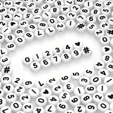 500Pcs White Acrylic Number Beads 7X4Mm Mixed Number Beads Acrylic Plasti