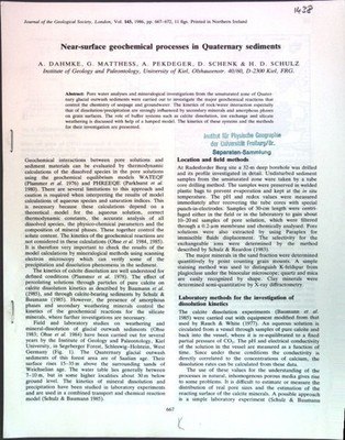 Near-surface geochemical processes in Quaternary sediments; Dahmke, A., G. Matth