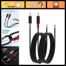RCA to Speaker Wire Adapter - 2 Bare Wire Cables for Amplifier Subwoofer - 20A