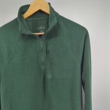 LL Bean Quarter Zip Fleece Pullover Green 271474 Hiking Outdoors Mens Medium