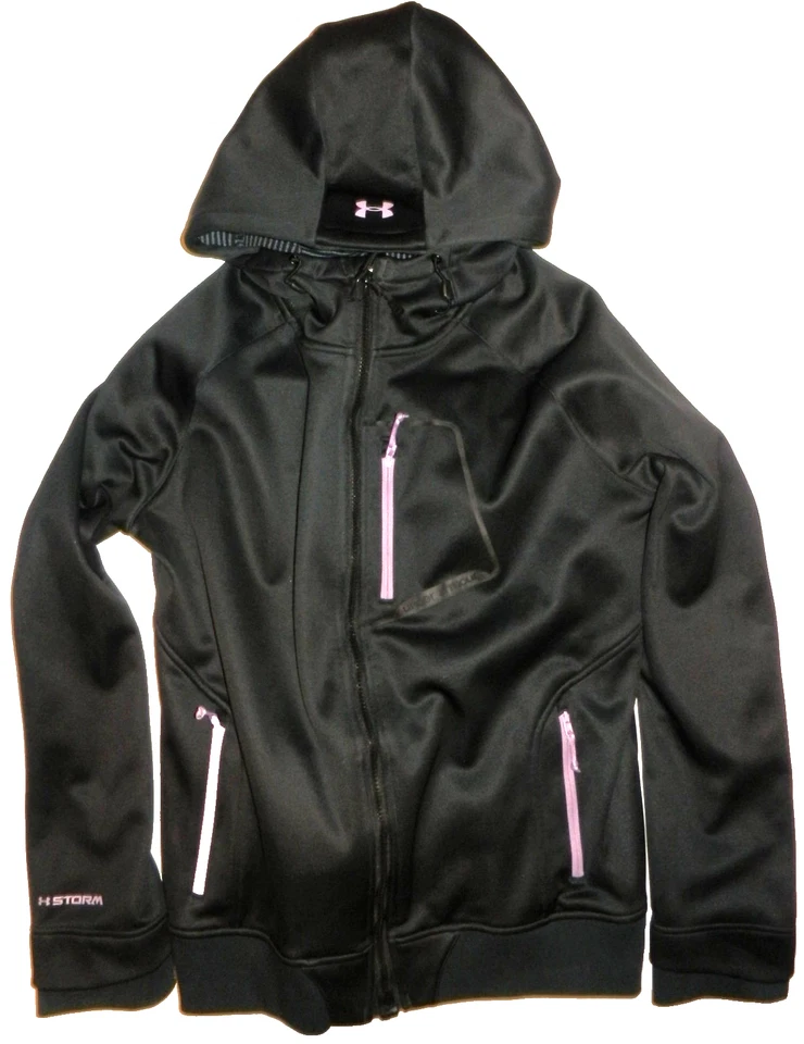 Jaqueta feminina XL Under Armour Storm ColdGear infravermelha com capuz preta roxa - Imagem 2 de 4