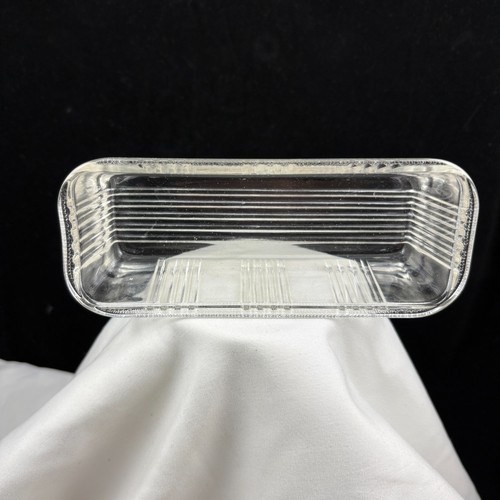 Federal Glass Clear Vtg Refrigerator Butter Dish Ribbed Lid Holds 1 Butter stick - Picture 3 of 5