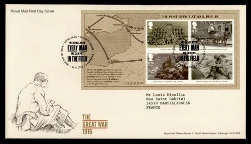DR WHO 216 GB FDC WWI ANIV S/S M77366