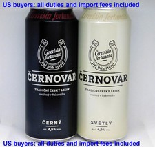 Empty Beer Cans CERNOVAR 500 ml. Czech Republic 2022 Bottom Open Set of 2 pcs