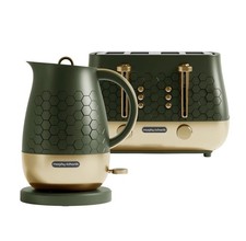 Morphy Richards Cassini Jug Kettle & 4 Slice Toaster Set in Olivine Green