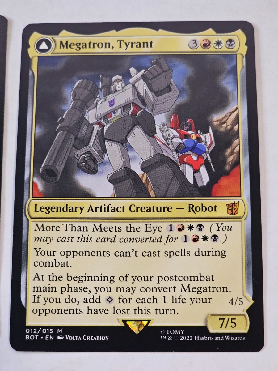 mtg megatron card Magic The Gathering - The Brothers War - Transformers - Megatron, Tyrant / Megatron, Destructive Force If excess damage would be dealt to that creature this way Megatron, Tyrant MTG - The