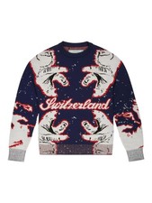 Bally 6302894 Men's Blue Bear Switzerland Wool Sweater MSRP $990