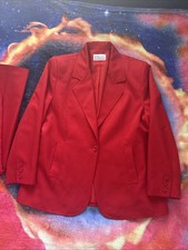 Vintage 80 Women's Red Suit 2 Piece Set Size 12P Made In USA Drapers Damons