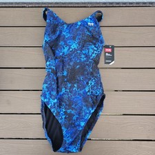 TYR Durafast Lite Women's Diploria Blue Maxfit One Piece Swim Sz 38 New