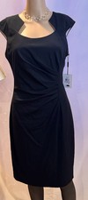 Calvin Klein Black Sleeveless Sheath Dress Cut Out Neckline Size 8 Women Midi