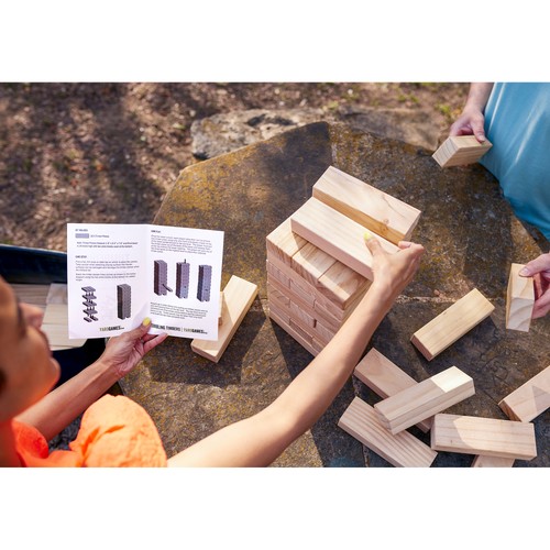 Yard Games Giant Tumbling Timbers 30" Wood Block Stacking Game w/ Case, Natural - Picture 4 of 12