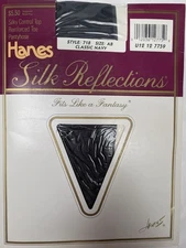 Vtg Hanes Silk Reflections Silky Sheer Control Top Pantyhose 718 Navy Size AB