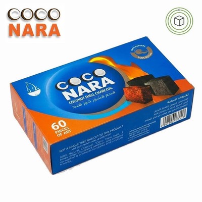 Coco Nara 100% Natural Coconut Shell Charcoal Coal Cubes 60ct 10 Pack Clean Burn