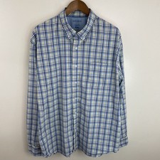 Saddlebred Traveler Shirt Mens 2XL XXL Blue  Yellow Plaid Long Sleeve Button