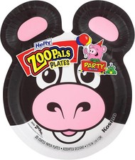 HEFTY ZOO PALS 20 PACK COATED PAPER PARTY PLATES - 2023 ANIMAL ASSORTMENT NEW