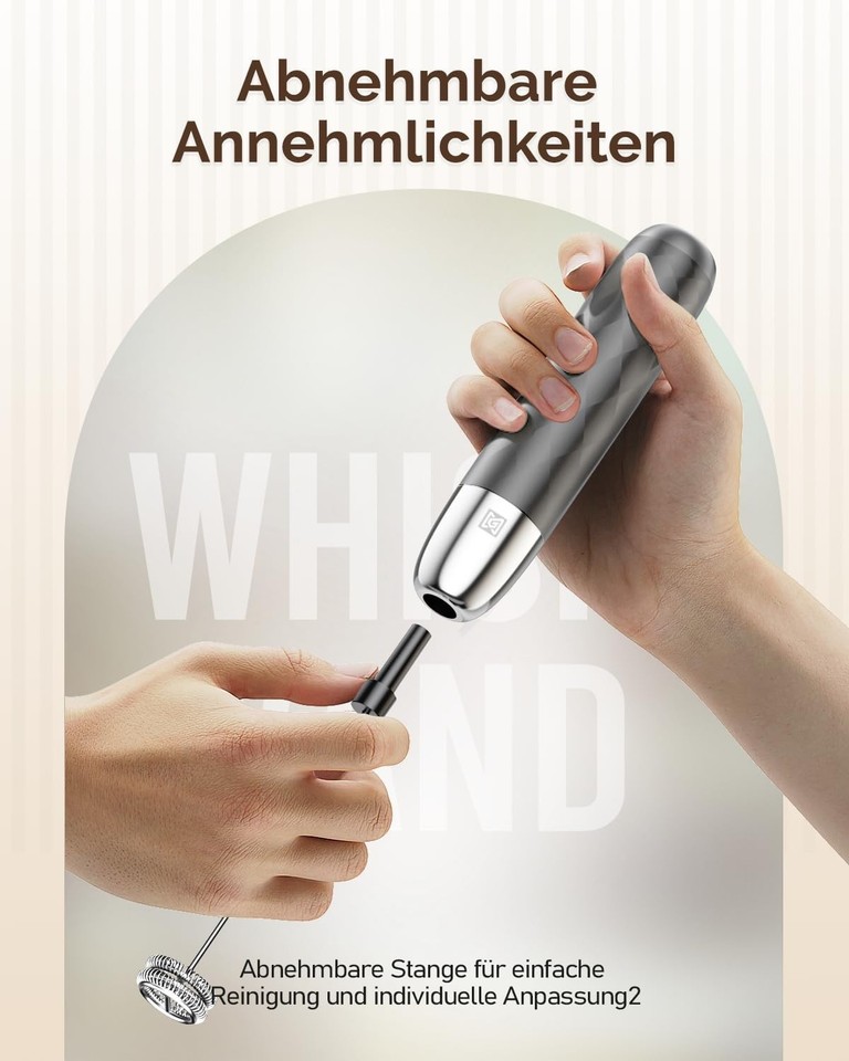 Wiederaufladbarer Milchaufschäumer Edelstahl - Elektrischer Handschaumbereiter Für Latte, Cappuccino
