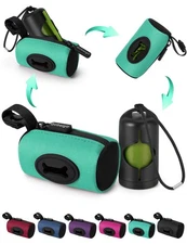 Dog Poop Bag Holder, 2-in-1 Hard Plastic  Soft Fabric, Fits Leashes