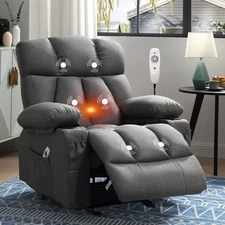 JONPONY XL-1273 Manual Recliner Chair with Heat Therapy and Massage Function,