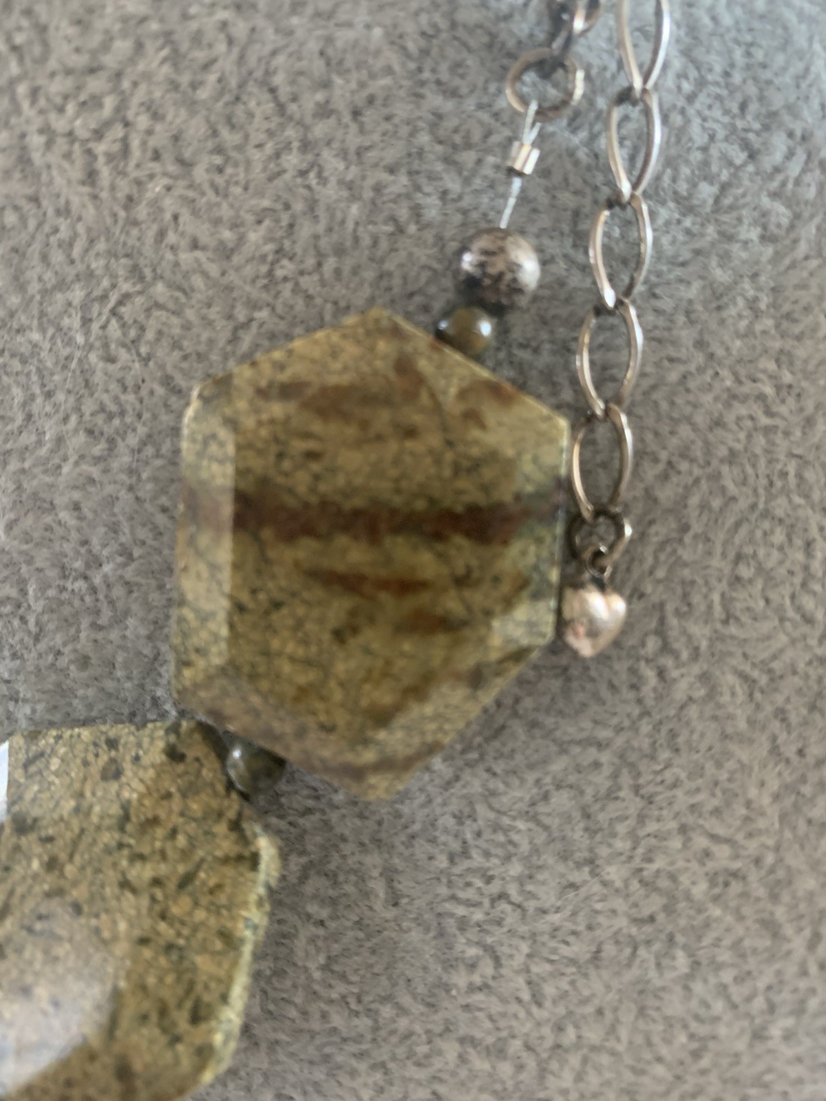 Statement Necklace Stone Maybe Bronzite??  18” Pl… - image 2