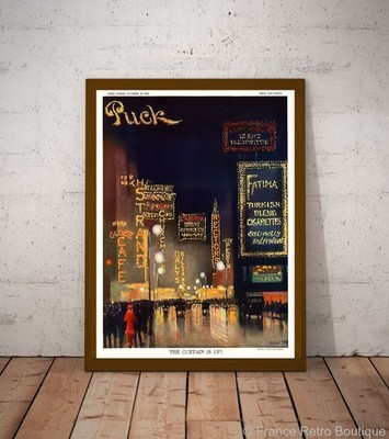 Puck Broadway Curtain Up Vintage Theater Poster