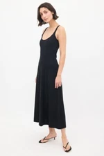 £1800 Luxury Gabriela Hearst Black Maxi Dress, Cashmere & Silk Blend, Size XL