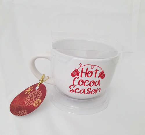 Hot Cocoa Season Mug MSRF Design Studio Holiday Christmas Cup White Red ...