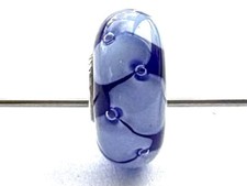 Rare OOAK BUBBLES TROLLBEAD COBALT BLUE  LIGHT BLUE GLASS BEAD SIGNED LAA 925S