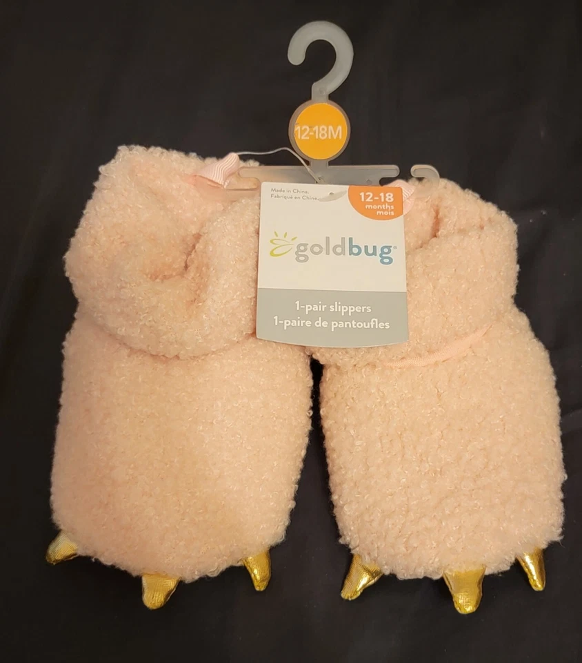 *NEW* GoldBug Pink Dinosaur Feet Baby Girl Slippers 12-18 Months - Image 2 of 4