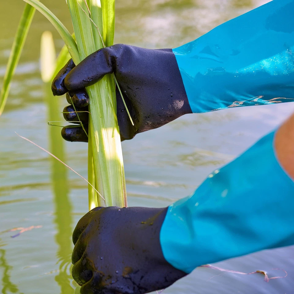 Grip Tech Plus 1 paire de gants longs en caoutchouc nitrile PVC et tricot de ... - Photo 4/4