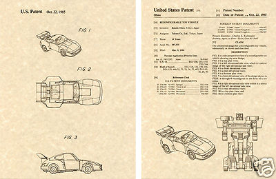 Transformers JAZZ US Patent Art Print READY TO FRAME! 1985 Ohno Autobot Car