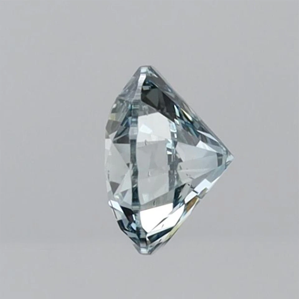 IGI Certified 0.52 Ct Fancy Greenish Blue SI2 Round Cut CVD Diamond For Jewelry - Image 3 of 4
