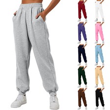 Women  S Fleece Lined Sweatpants Wide Straight Leg Pants Bottom Sweatpants