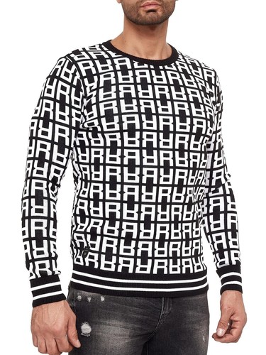 Redbridge Maglione Uomo Maglia Pullover Felpa Sweater Allover R Logo M3096 - Foto 2 di 33