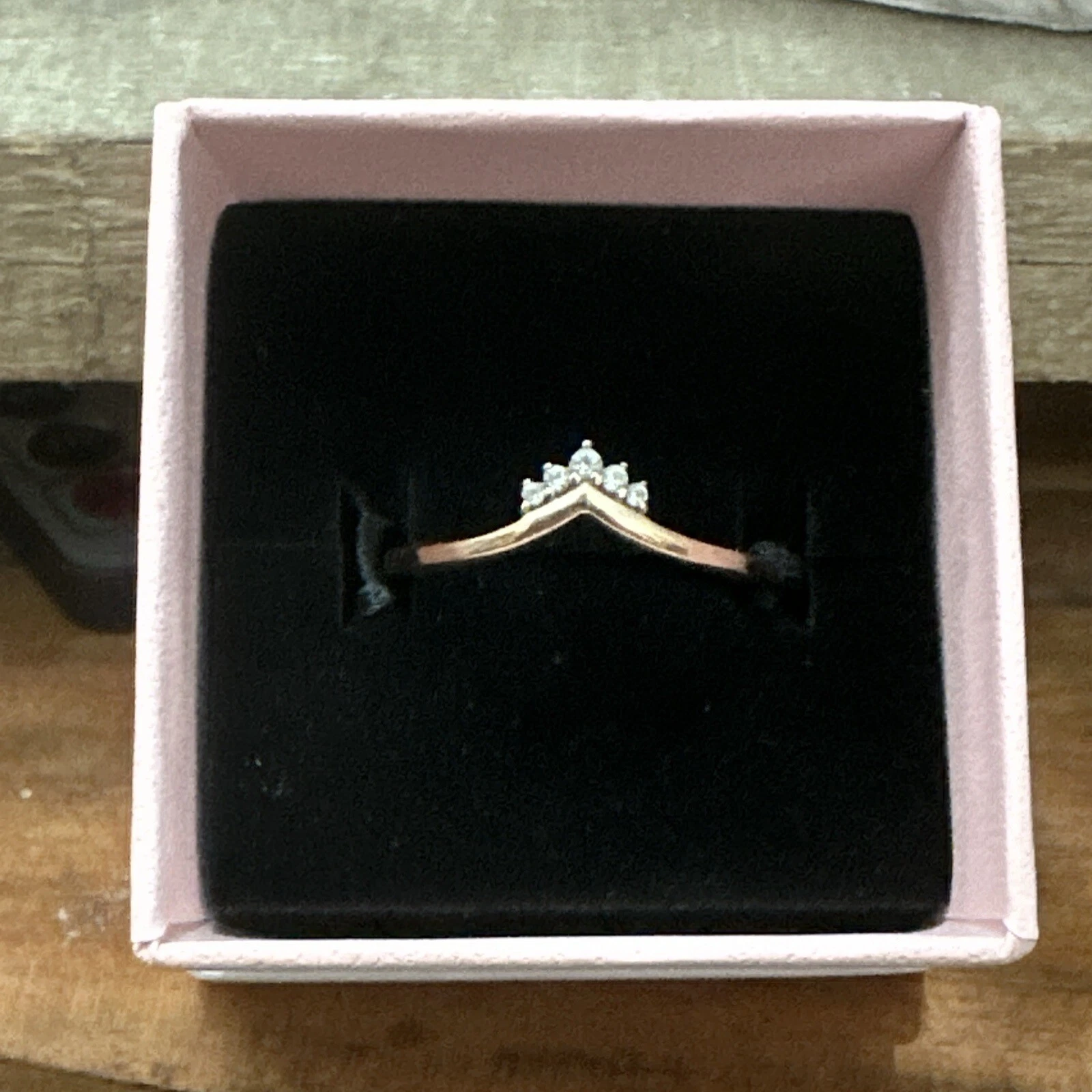 Pandora Wishbone Tiara Ring, Cubic Zirconia in Rose Go Size 9